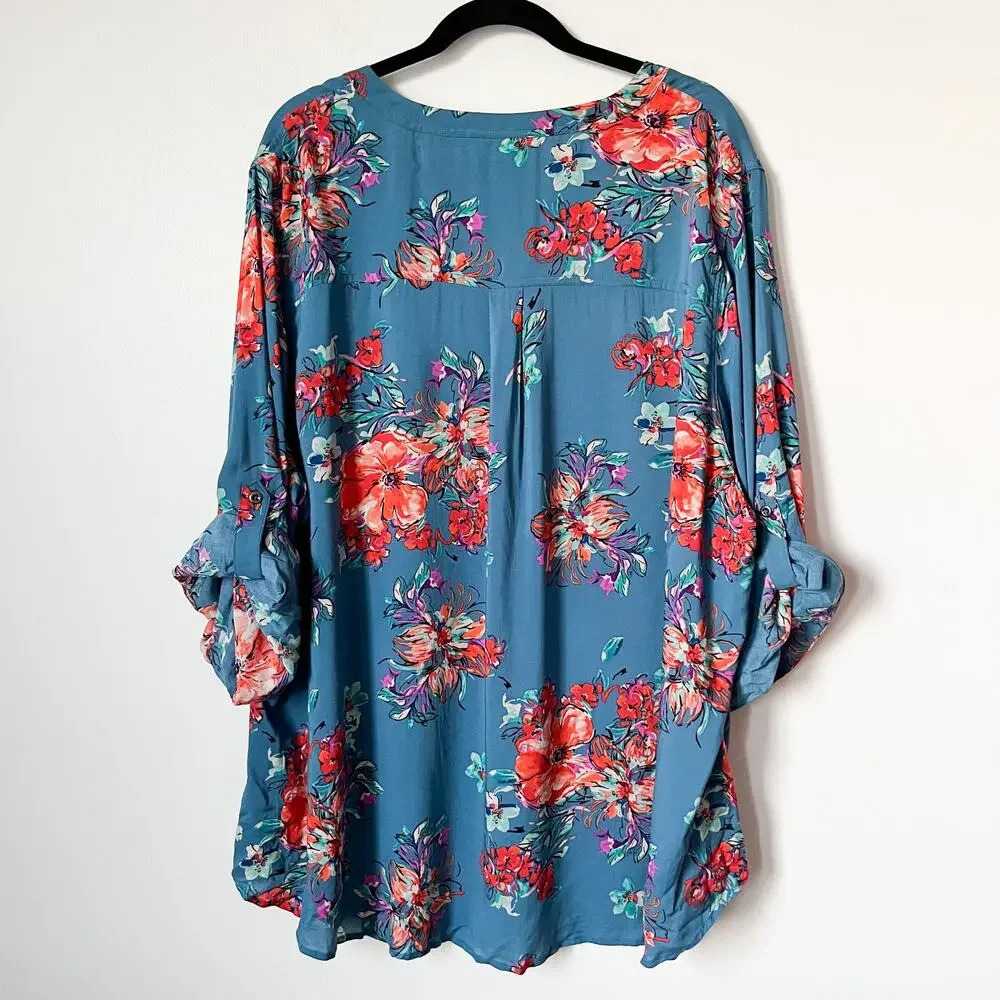 NWOT Torrid Floral Harper Popover Blouse 5X Fall Cottage Career Work Feminine - Picture 7 of 12